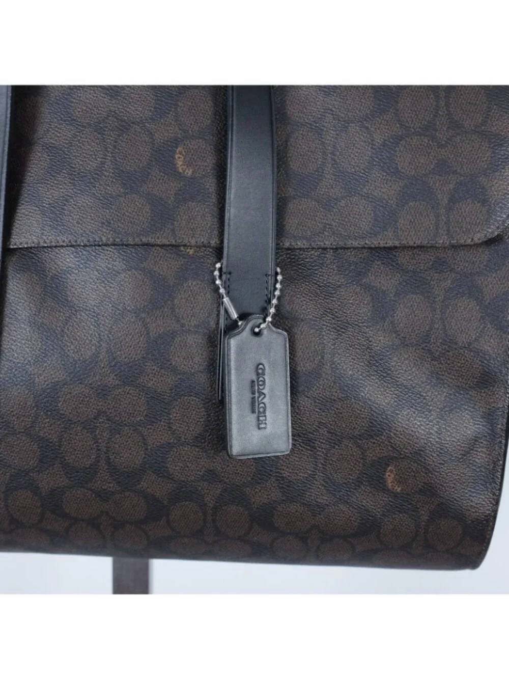 New Mens Coach Flatiron Portfolio Bag Briefcase Signature Canvas Monogram Brown